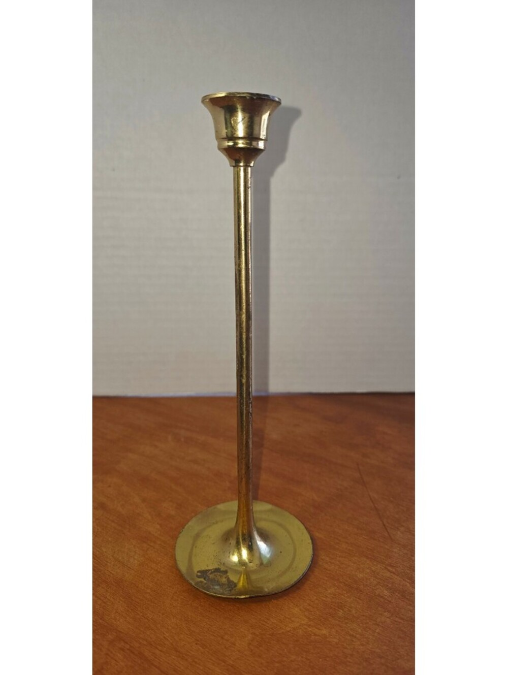 Slender solid brass candlestick holder vintage